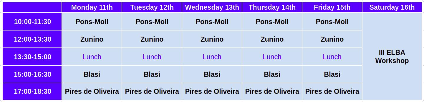 ELBA 2019 schedule