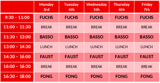 ELBA 2020 schedule